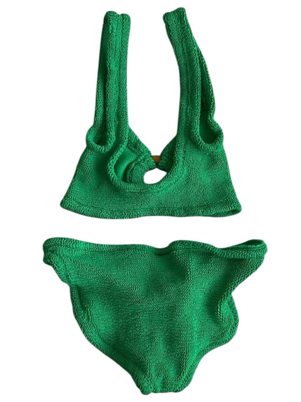 Hunza G Julia Bikini Set Emerald Green Swimsuit One Size Tortoiseshell - Picture 4 of 4